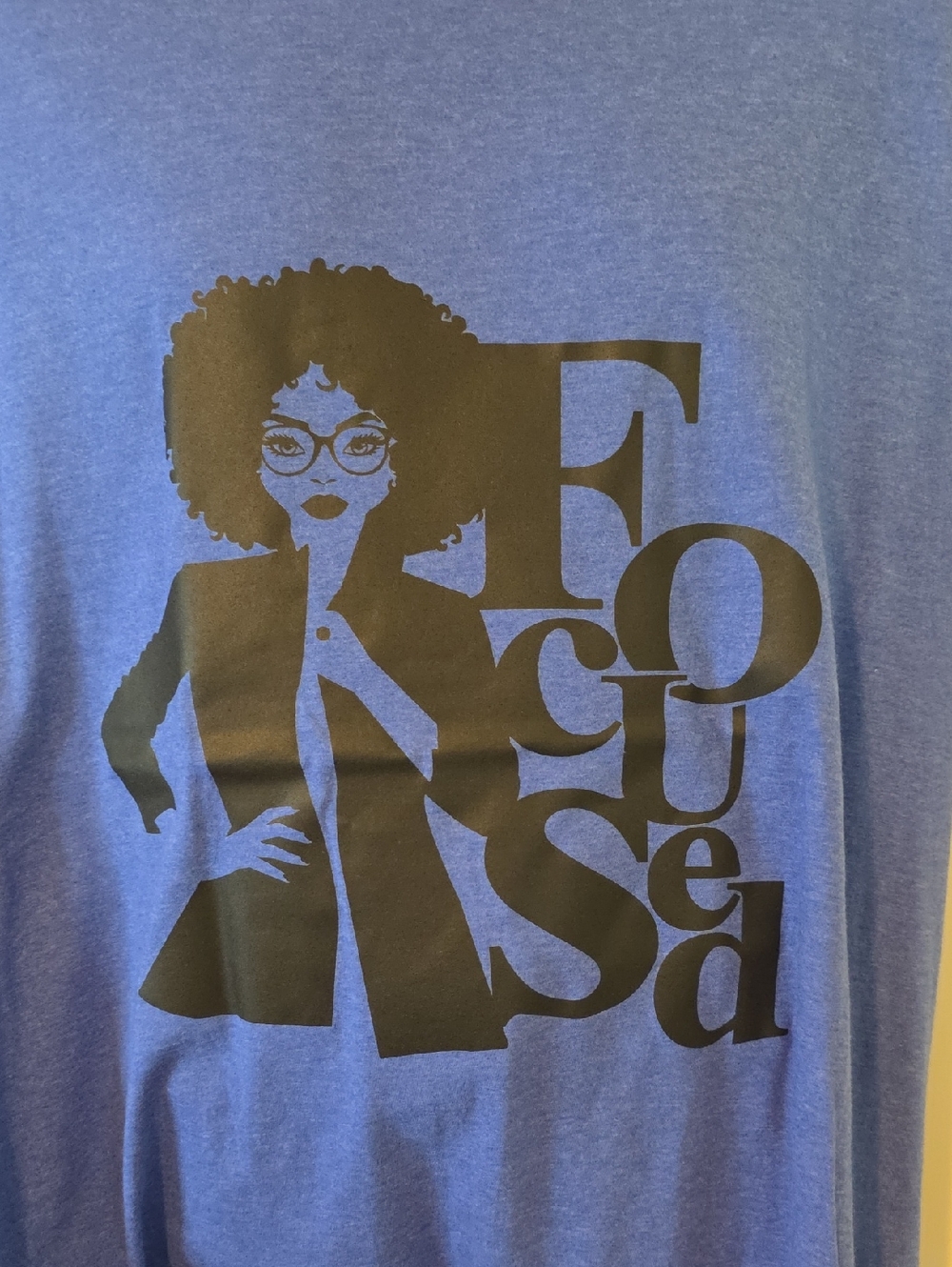 Gildan Blue Muscle Tee with Black Graphic "Focused"